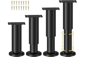 Wlrrcwdttc 4 Pcs Metal Adjustable Furniture Legs 4.72-7.08 inch, Adjustable Cabinet Legs for Sofa/Bed/Chair/Couch/Dresser/Table,Heavy Duty Bed Replacement Support Legs for Bed Frame/Bed Center Slat