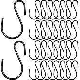 Eldraqth 30pcs 2 Inch S Hooks for Hanging Small Heavy Duty S Hooks Black Mini S-Shaped Hook Ornament Hook for Christmas Hanging Plants Pots Pans Mugs Clothes Pots Pans DIY Crafts Jewelry