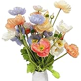 TooGet Fake Flowers 8 Pcs Poppies Plastic Flowers Artificial Silk Flower Bouquet for Home Office Wedding Outdoor and Patio Lawn Garden Decor, Height 24 Inches - Mixed Colors