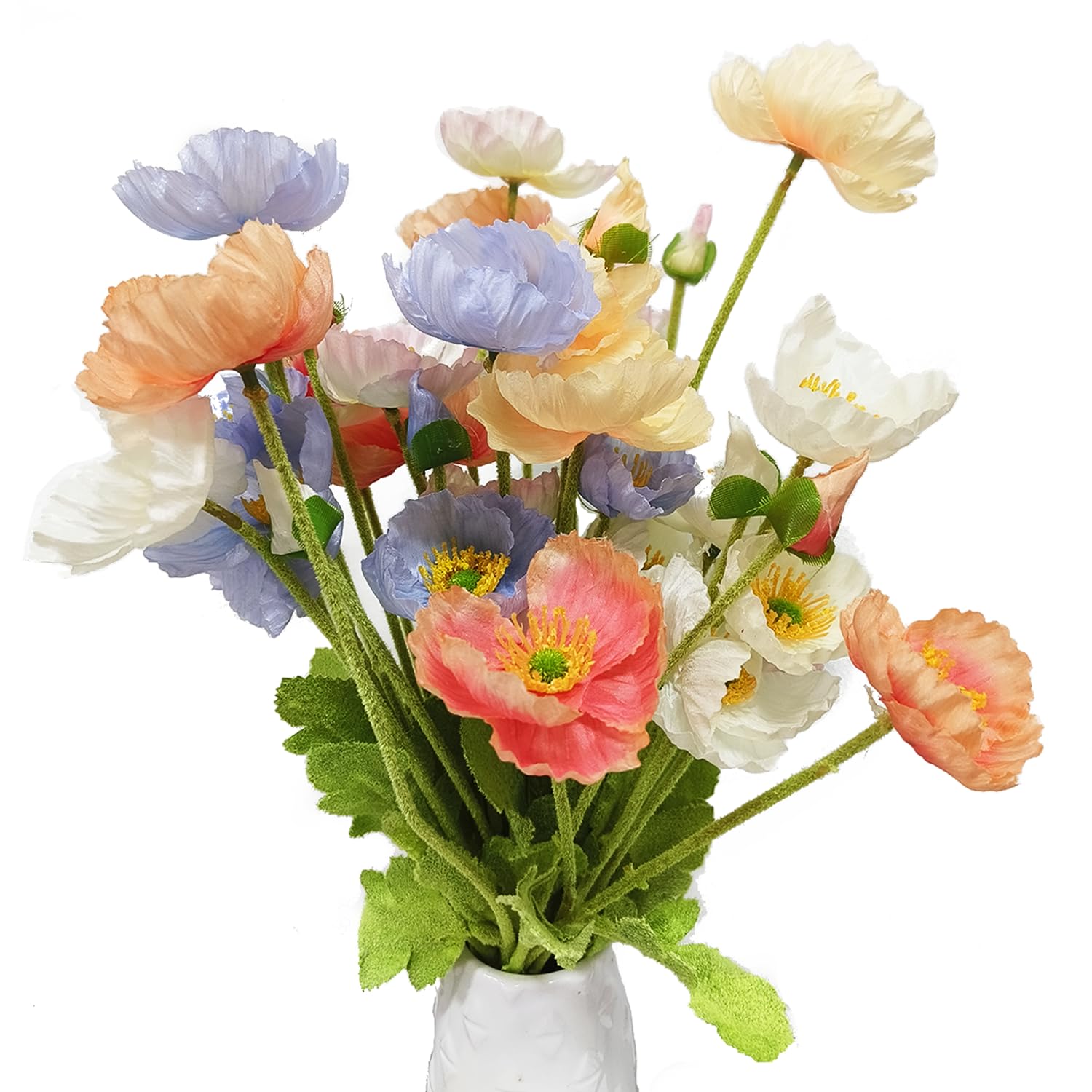Photo 1 of TooGet Artificial Flowers 8 Pcs Artificial Poppies Flower Silk for Home Office Wedding Outdoor and Patio Lawn Garden Decor, Height 24 Inches - Mixed Colors