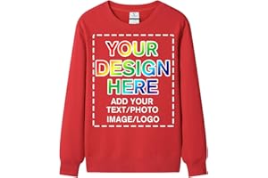 huale POD Custom Personalized Crew Neck Sweatshirt for Men Women - Add Your Own Design with Photo & Text - Front & Back Print