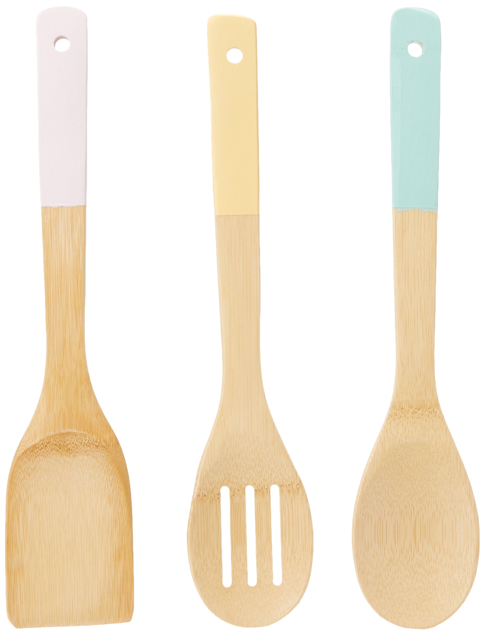 Kitchen Utensil Set, Pastel Handles, Bamboo, 3 Piece