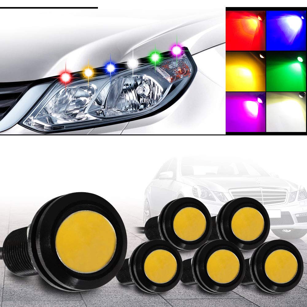 KaiDengZheAmber 18mm LED Fog DRL Bulbs for Car Motorcycle Trunk, 6 Pcs