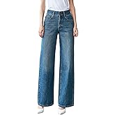 UPNET Women’s High Waisted Baggy Jeans – Stretchy Wide Leg Tummy Control Straight Leg Denim Pants Trendy Jeans for Women 2025