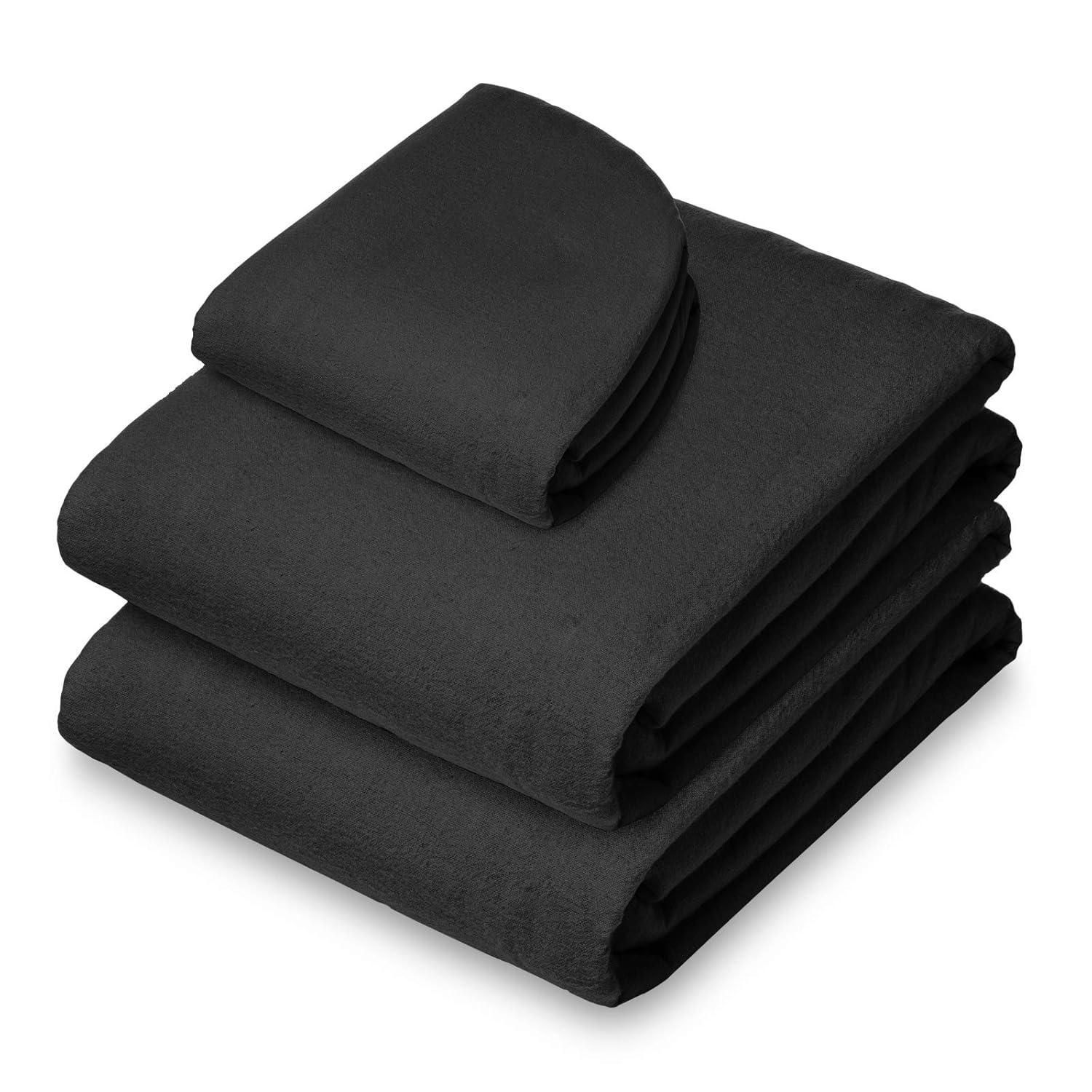 Saloniture 3-Piece Flannel Massage Table Sheet Set - Soft Cotton Facial Bed Cover - Includes Flat and Fitted Sheets with Face Cradle Cover - Black : Beauty
