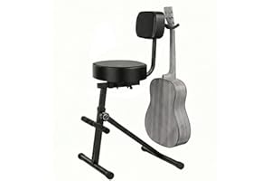 Augioth Guitar Stool， Adjustable Height Guitar Seat with Backrest – Ergonomic Padded Seat & Foot Support for Acoustic-Guitari