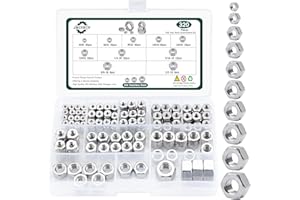 JMINRUN SAE Hex Nuts Assortment Kit, 320 PCS 304 Stainless Steel Assorted Hardware Nuts Sets, 10 Sizes-4#40 6#32 8#32 10#24 10#32 12#24 1/4"-20 5/16"-18 3/8"-16 1/2"-13