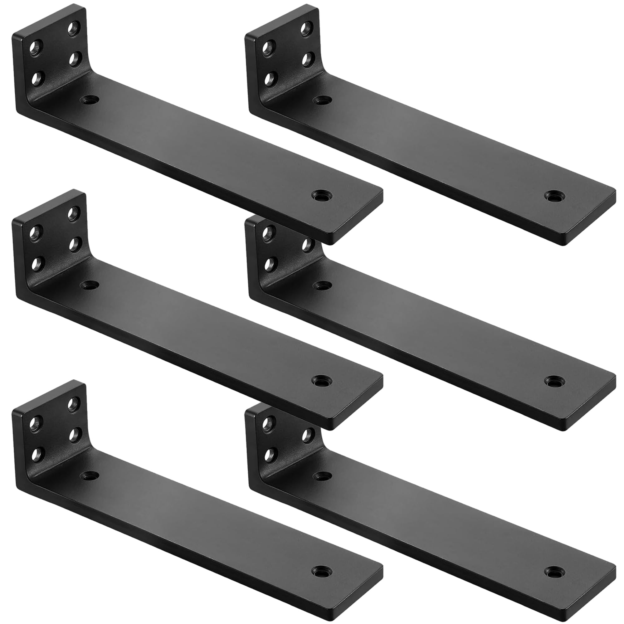Photo 1 of Floating Shelf Brackets 8 inch, Heavy Duty Wall Shelf Brackets 6 Pack for Shelves Support, Hidden Metal L Brackets with Mounting Hardware (1/5'' Thick)