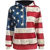 OQC Unisex USA American Flag Print 4th of July Patriotic Long Sleeve Pockets Slim Pullover Hoodie Sweatshirt
