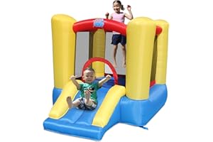 ACTION AIR Bounce House, Toddler Inflatable Bounce House with Blower for Indoor/Outdoor, Bouncy Castle with Durable Sewn and Extra Thick, Jump House with Slide for Kids (9309Y)