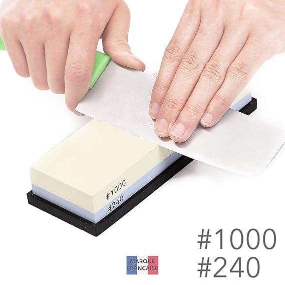 Takit SS2 - Premium Messer-Schleifstein - Grob/Fein 240/1000 Vorder- und Rückseite – Korrund-Wetzstein mit anti-rutsch Fuß – 