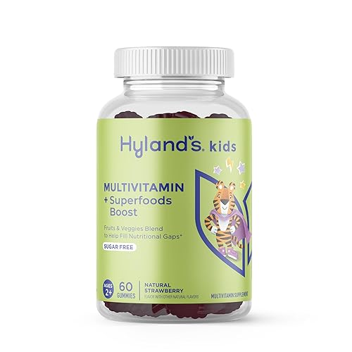 Hyland's Kids Multivitamin + Superfoods Boost, Sugar Free Natural Strawberry Flavored Gummies with Fruits & Veggies Blend, 60ct Bottle