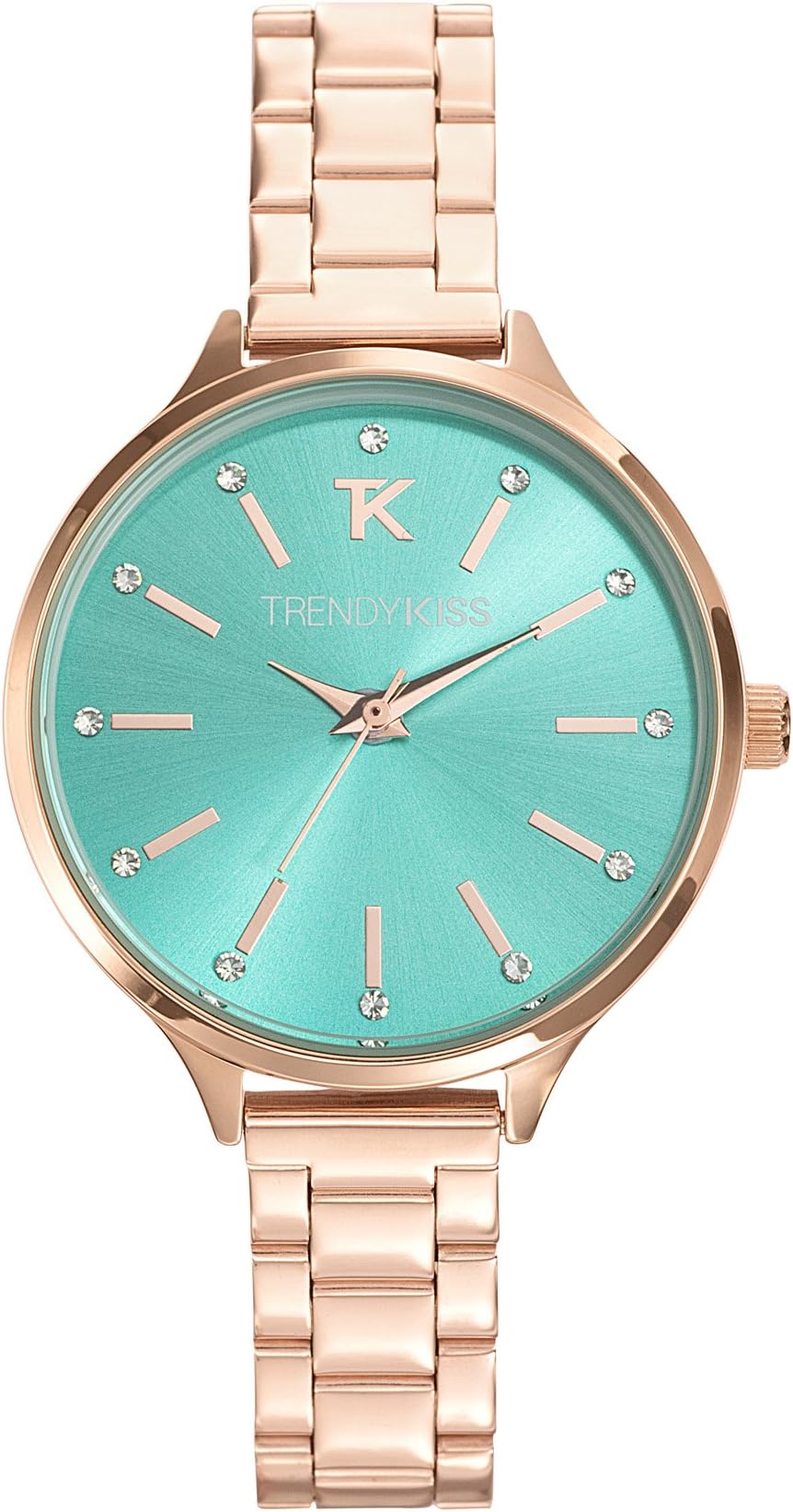 Trendy-TMG 10069-05 Kiss Women's Quartz Analogue Watch-Turquoise-Metal Bracelet Pink Dial