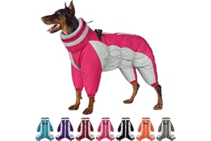 SUNFURA Full Body Dog Coat - Warm Fleece Jacket for Small Dogs, Turtleneck Winter Coats with Harness, Reflective Dog Snowsuit Windproof Puffer Jackets with Legs for Pug, Jack Russel, Hot Pink S