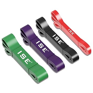 ISE Fitnessbänder Set 4 Trainingsbänder Gymnastikband für Fitnesstraining/Stretching,Resistance Band,Pull Ups Stretching,Übun