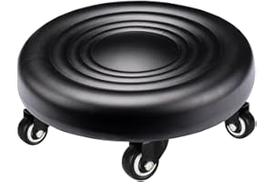 IMMER LIEBEN Rolling Stool Low to Ground Waterproof Roller Seat with 5 Universal Swivel Caster Wheels for Home Office, Garage Shop Black