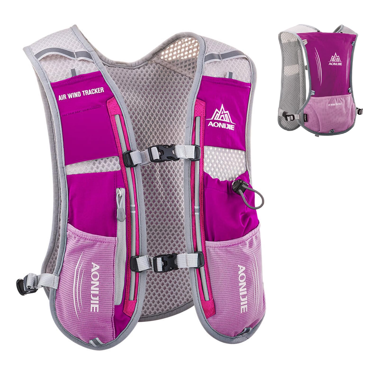 TRIWONDER 5L Running Vest Hydration Backpack Pack Running Hydration Vest Marathon Race Water Backpack Cycling Hiking for Men Women (Rose Red - Only Vest)