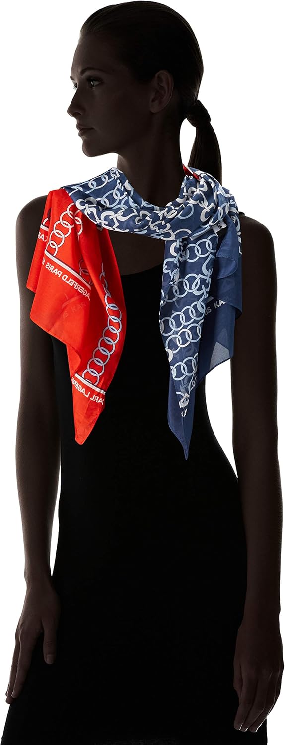 Karl Lagerfeld Paris Women's Printed Oblong Scarf, Navy, One Size at  Women’s Clothing store
