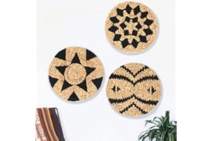 IOWER Wall Baskets Decor Black Wall Hanging Baskets Woven Boho Wall Decor Home Room Decor Macrame Wall Baskets (12"*3)