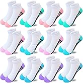 Bemeol Girls Socks 12 Pairs Kids Ankle Athletic Sock Cotton Sports Low Cut Socks