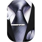 Barry.Wang Man Tie Sets Silk Solid Ties for Men Necktie Clip 4PCS Designer Handkerchief Cufflinks Wedding Business