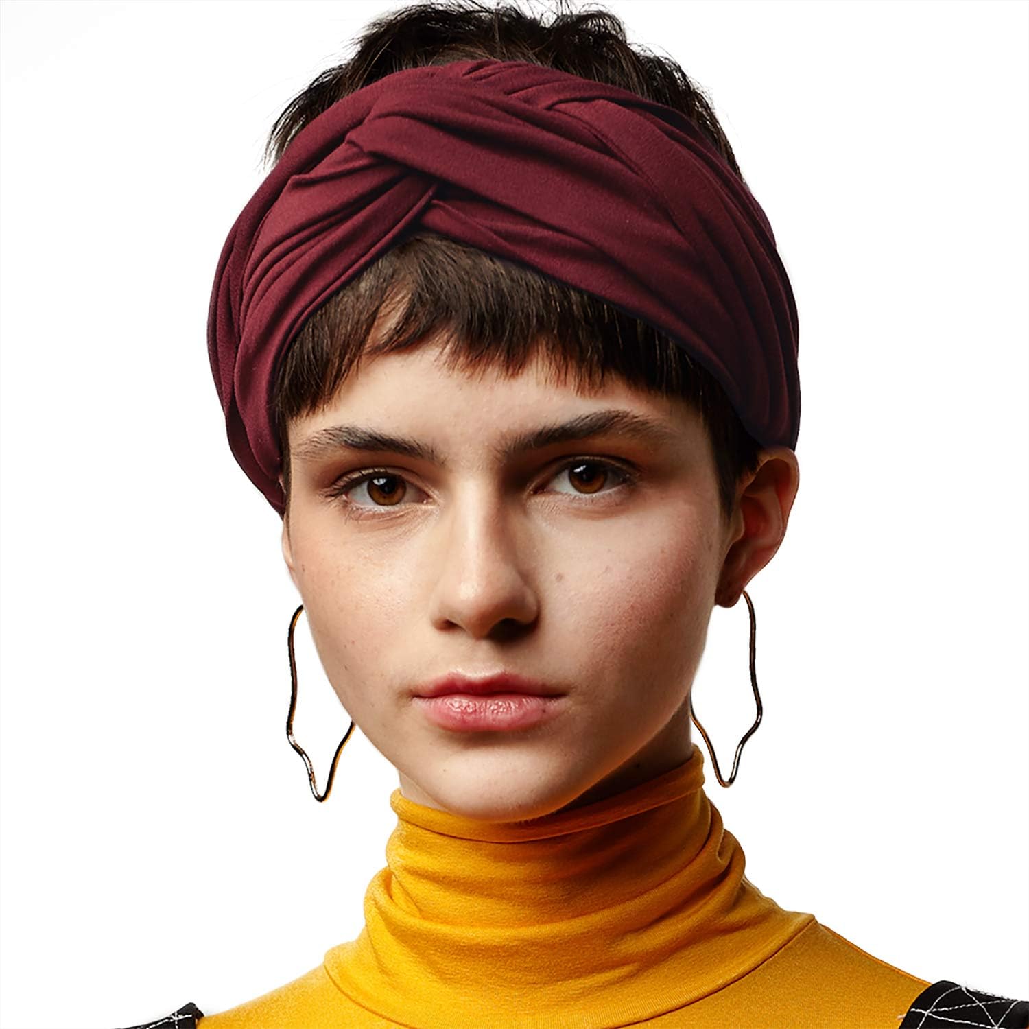 Long Hug Head Wrap. Use as a Wrap, Headband, or Scarf. (Maroon)