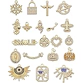 Zicdije Pack of 20 Rhinestone Charms Gold Plated Pendants Pave Crystal Accessories for Necklace Bracelet Jewelry Making DIY Crafting