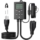 DEWENWILS Timer Outlet Short Period Repeat Cycle Intermittent Digital Timer | 1625W/125V/13A,Day Night,or 24 Hour Operation,Photocell Light Sensor Dusk to Dawn for Hydroponics Aquaponics Aeroponics