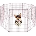 Foldable Metal Dog Playpen Pet Puppy Playpen Dog Pen Indoor Outdoor 24" 30" 36" 42" 48" 8 Panel Dog Fence Exercise Pen Gate D