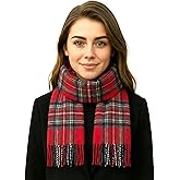 Biddy Murphy 100% Irish Wool Scarf for Women & Men, Soft & Warm, Plaid Tartan, 12" x 60"