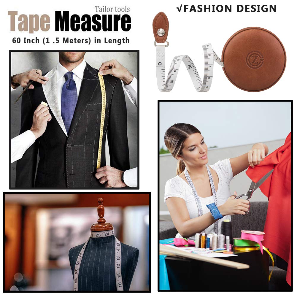 Sewing Tape Measure, Medical Body Cloth Tailor Craft Dieting Measuring Tape, 60 Inch/1.5M Dual Sided Retractable Ruler with Push Button Round