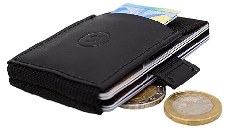 TRAVEL DUDE Mini Kartenetui mit Münzfach & Zugband | Minigeldbeutel für Herren & Damen mit Zuglasche | Minimalistischer Karte