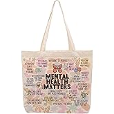 Self Love Daily Affirmations for Women, Inspirational Mom Teacher Nurse Christian Gifts Canvas Tote Bag with Pocket