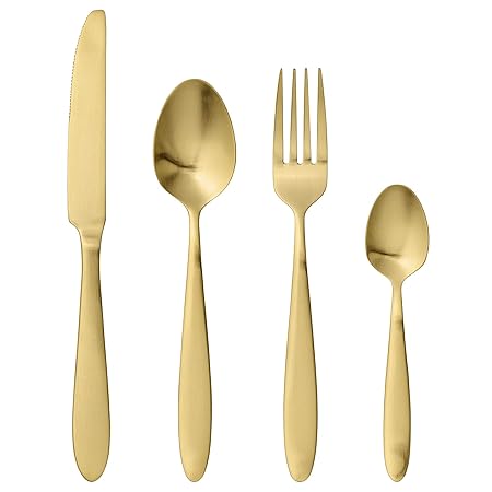 Besteck in matt Gold, 4-teilig/ Servierbesteck / goldenes / goldfarbenes besteck / Set / vergoldet / Messer / Gabe