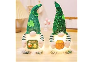 Gavoyeat St Patricks Day Gnomes Plush with Light, 11inch St. Patrick's Day Irish Elf Tomte Gnome Decoration Ornaments Table Indoor Home Decor 2 Pack