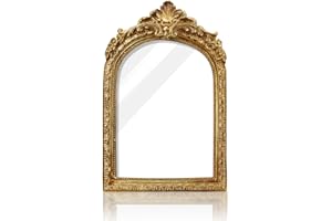 Roucerlin 2 Pieces Vintage Picture Frames, Resin Ornate Gold Arched Photo Frame with Glass Front, Stand & Hanging Hook, Antiq