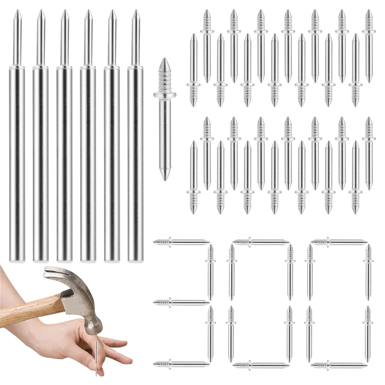 Faankiton 300PCS Double Headed Skirting Nails, Double-Head Skirting Thread Seamless Nails, Hidden Nails, No Trace Nails, Skirting Board Nails, Invisible Security Screws, Double-Headed Nails
