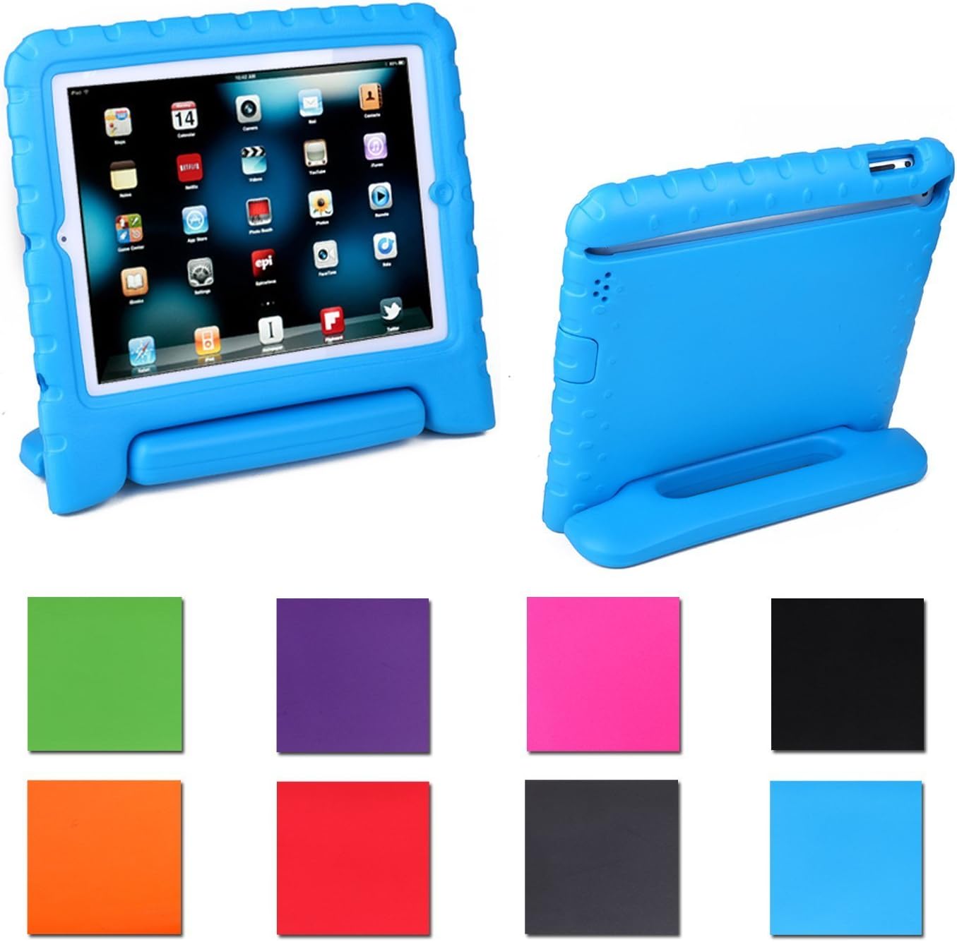 AGRIGLE iPad Mini Case, [Kids Series] Shock Proof Convertible Handle Light Weight Super Protective Stand Cover Case for Apple iPad Mini/Mini 2/Mini 3 (Blue)