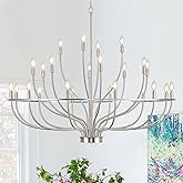 24 Light Brushed Nickel Chandelier 51'' Large Candle Chandeliers for High Ceiling Foyer Modern Classic Chandelier Light Fixtu