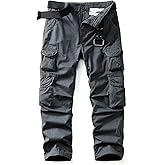AKHIKING Men's Camo Cargo Work Pants Ripstop Causal Cotton Wild BDU Trousers with 8 Pockets (No Belt)
