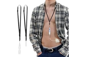 iGuerburn PD Catheter Holder for Baxter, Peritoneal Dialysis Catheter Showering Support with 2 PCS Adjustable Necklace Lanyard, PD Transfer Set Accessories for Men/Women - Clear