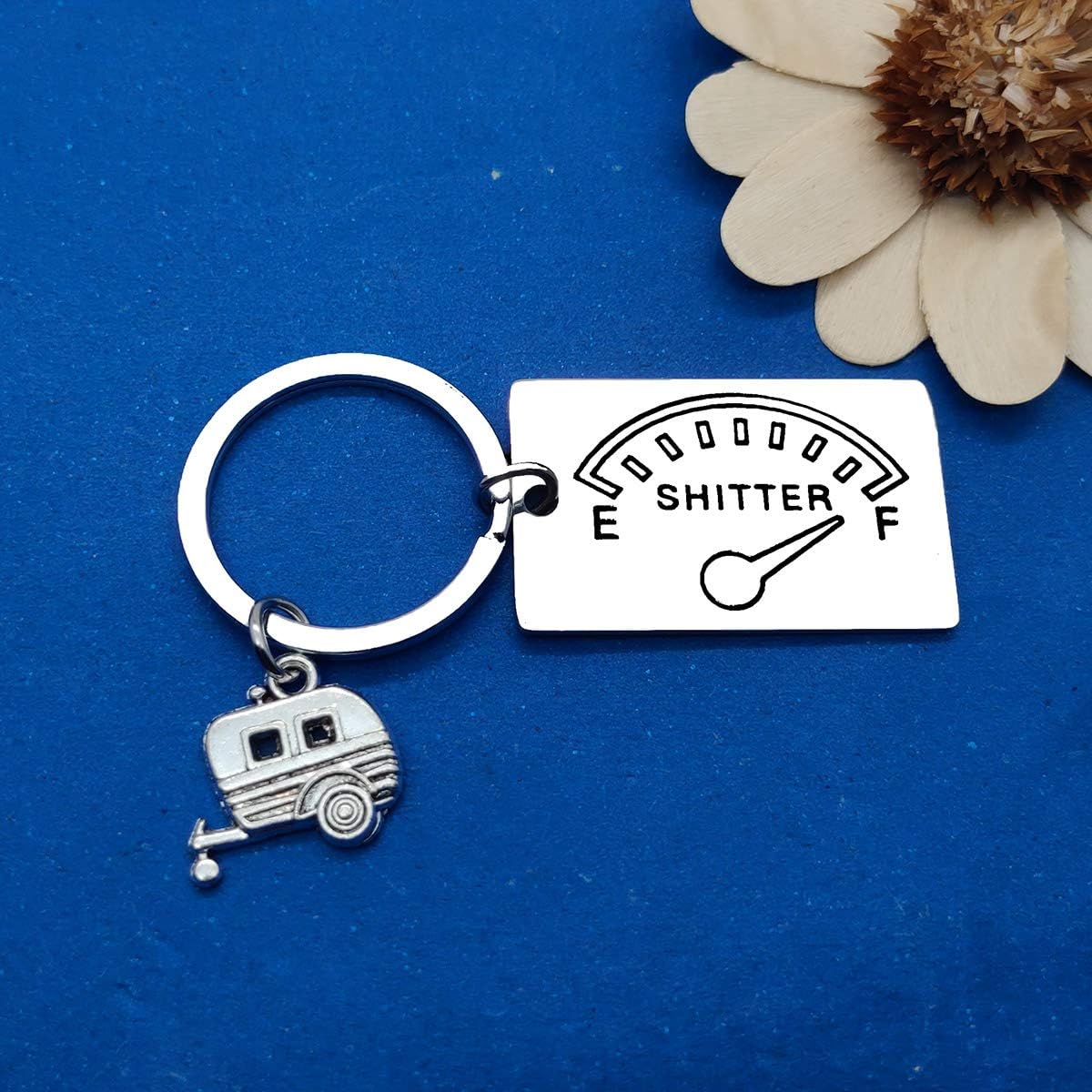 Dabihu Shitter's Full Keychain Camping Keyring Gift Happy Camper RV Keyring Trailer Christmas Vacation Keyring Gift Outdoor Adventure Traveller Gifts for Women Men Motorhome Owner Gift Keychain - Image 3