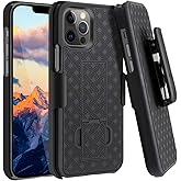 Fingic Compatible with iPhone 12 Pro Max 5G Case Holster Case Combo Shell Slim Rugged with Built-in Kickstand Swivel Belt Clip Holster Shockproof Cover for Apple iPhone 12 Pro Max 6.7 inch, Black