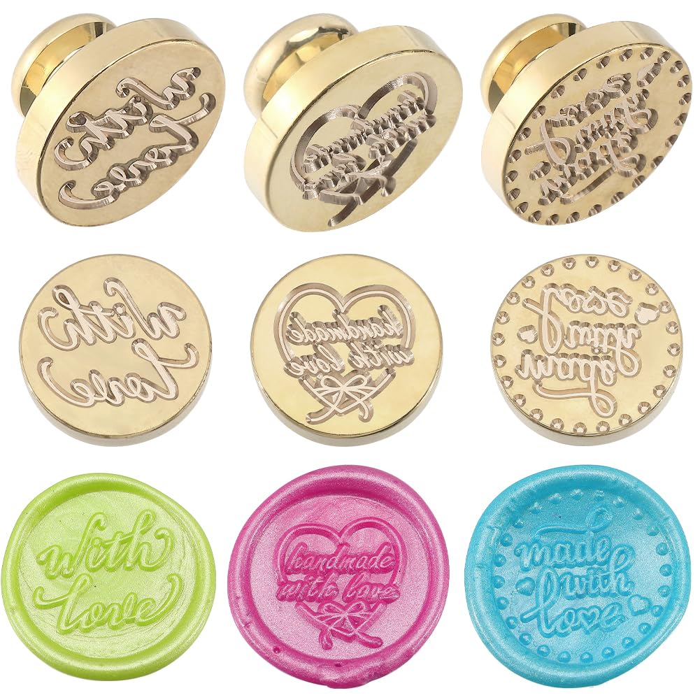 CRASPIRE 3Pcs Wax Seal Stamp Head With Love Removable Words Sealing Stamp Brass Head for Creative Gift Envelopes Invitations Cards Decoration DIY Scrapbooking Embellishment — image 1