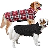MIGOHI Reversible Dog Coat, Windproof & Waterproof Jacket for Cold Weather, British Style Plaid Coat for Small Dogs, Red, S