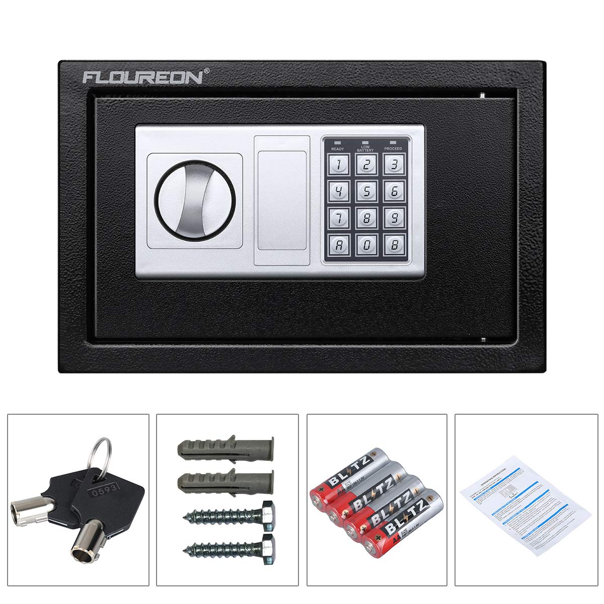 Caja Fuerte de Seguridad, FLOUREON Cerradura de Teclado Electrónica Sólida de Caja de Seguridad, Oficina de Hotel Joyas Comerciales Uso de Efectivo Almacenamiento