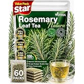 WOTIHA 60 Count Premium Rosemary Leaf Tea Bags - 100% Pure Natural Rosemary Leaves, Stimulating, Antioxidants &amp; Minerals, Caffeine-Free, No Additives.