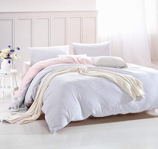 Amazon Com Fossa Jersey Knit 3 Pieces Duvet Cover Set Queen Grey