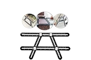 Fonture Multi-Functional Folding Ruler 4 Sides Ruler Aluminum Alloy Measuring Ruler Multi Angle Template Tool Black (4 Sides)
