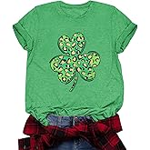 St Patrick's Shirts for Women Lucky Irish Shamrock Paddy's Shirt Cute Shamrock Graphic Short Sleeve Tees Tops